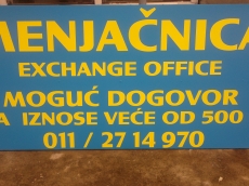 Reklamna tabla, pocinkovani lim - Menjačnica -  Lokacija: Beograd 