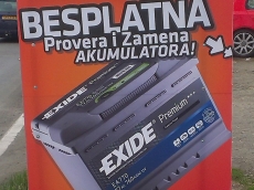 Reklamna tabla, lexan - Exid akumulatori  -  Lokacija: Beograd