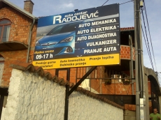   Reklamna tabla, pocinkovani lim sa podkonstrukcijom - Firma: Auto Centar Radojević - Lokacija: Beograd 