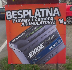 Reklamna tabla, lexan - Exid akumulatori - Lokacija: Beograd